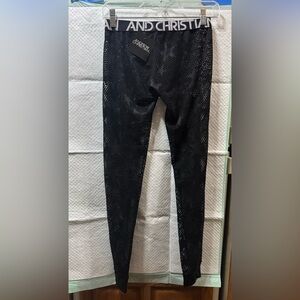 Andrew Christian Black Leggings with Silver Text